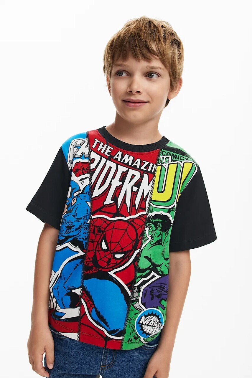 Detské bavlnené tričko Desigual x Marvel červená farba, vzorované, 25SBTK06