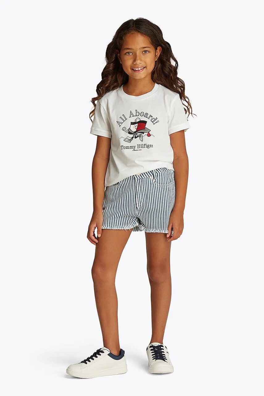 Detské bavlnené tričko Tommy Hilfiger biela farba, KG0KG08530
