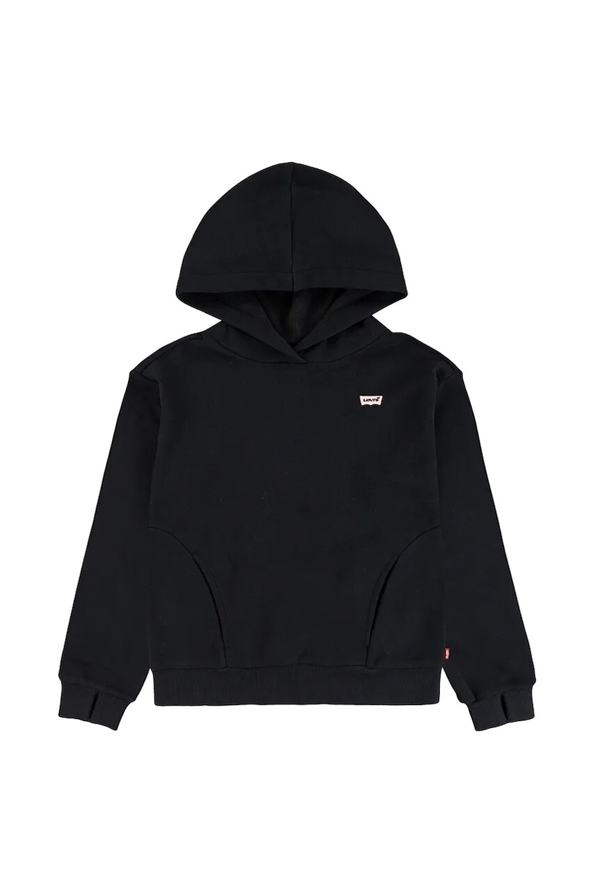 Detská mikina Levi's BATWING PATCH HOODIE čierna farba, s kapucňou, jednofarebná, 3EN102