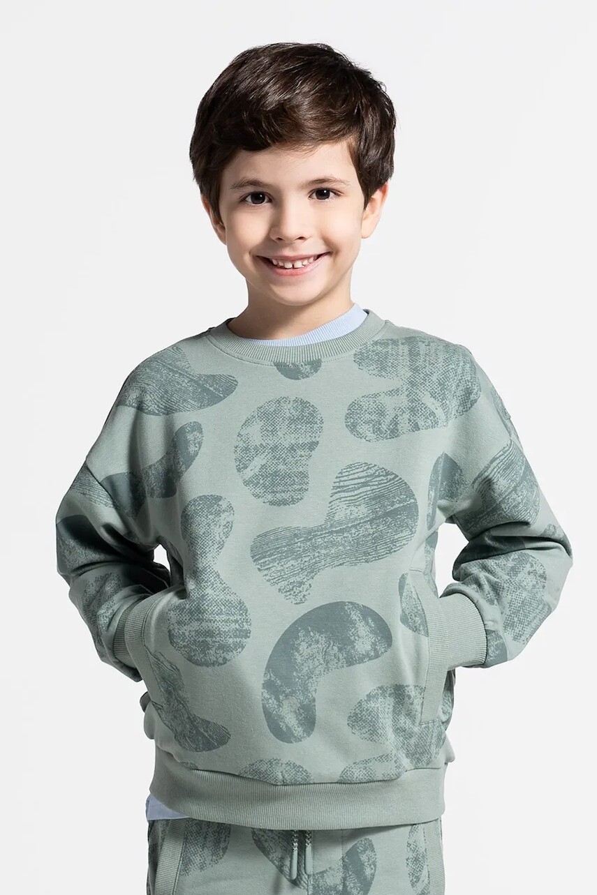 Detská mikina Coccodrillo zelená farba, vzorovaná, SAGE TIME BOY KIDS