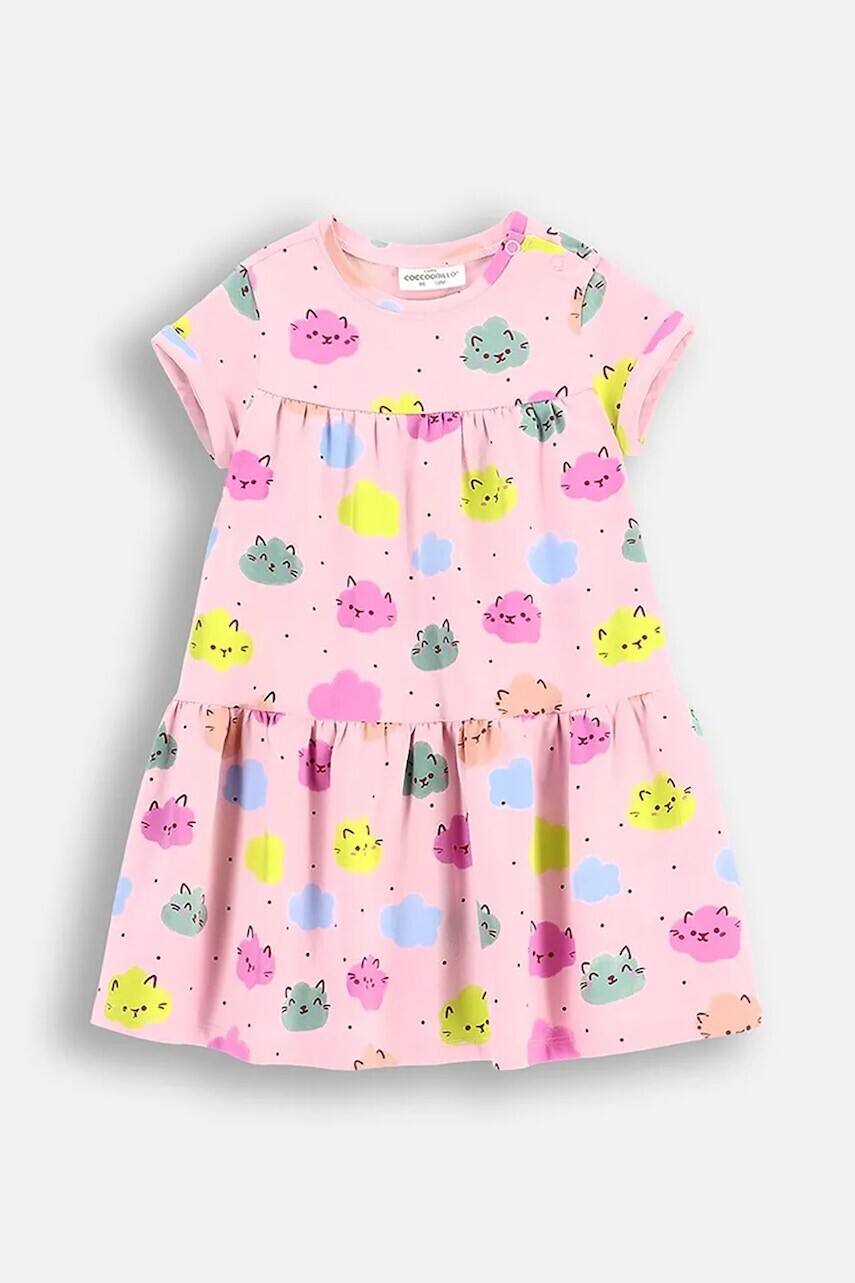 Šaty pre bábätká Coccodrillo ružová farba, mini, áčkový strih, DREAM DIARIES GIRL NEWBORN
