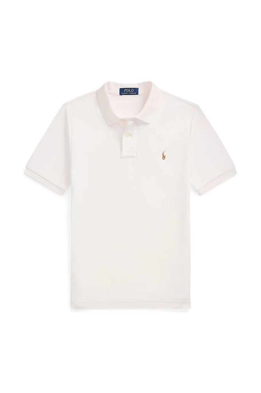 Detská bavlnená polokošeľa Polo Ralph Lauren biela farba, jednofarebný, 323952431005