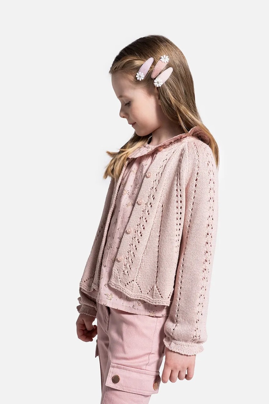 Detský bavlnený kardigan Coccodrillo ružová farba, tenký, DREAM DIARIES GIRL KIDS