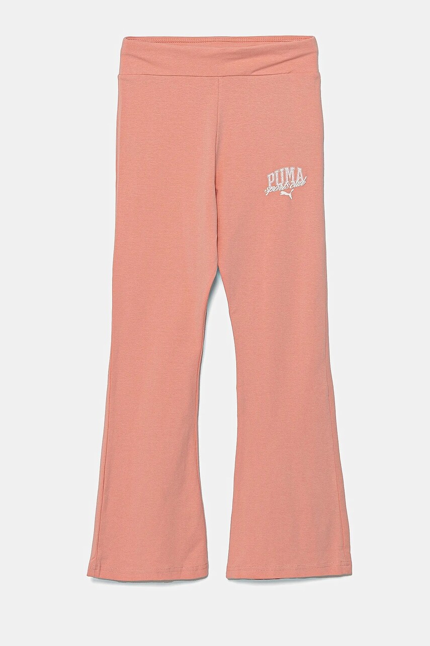 Detské legíny Puma CLASS High Waist Flared Leggings oranžová farba, s potlačou, 685870