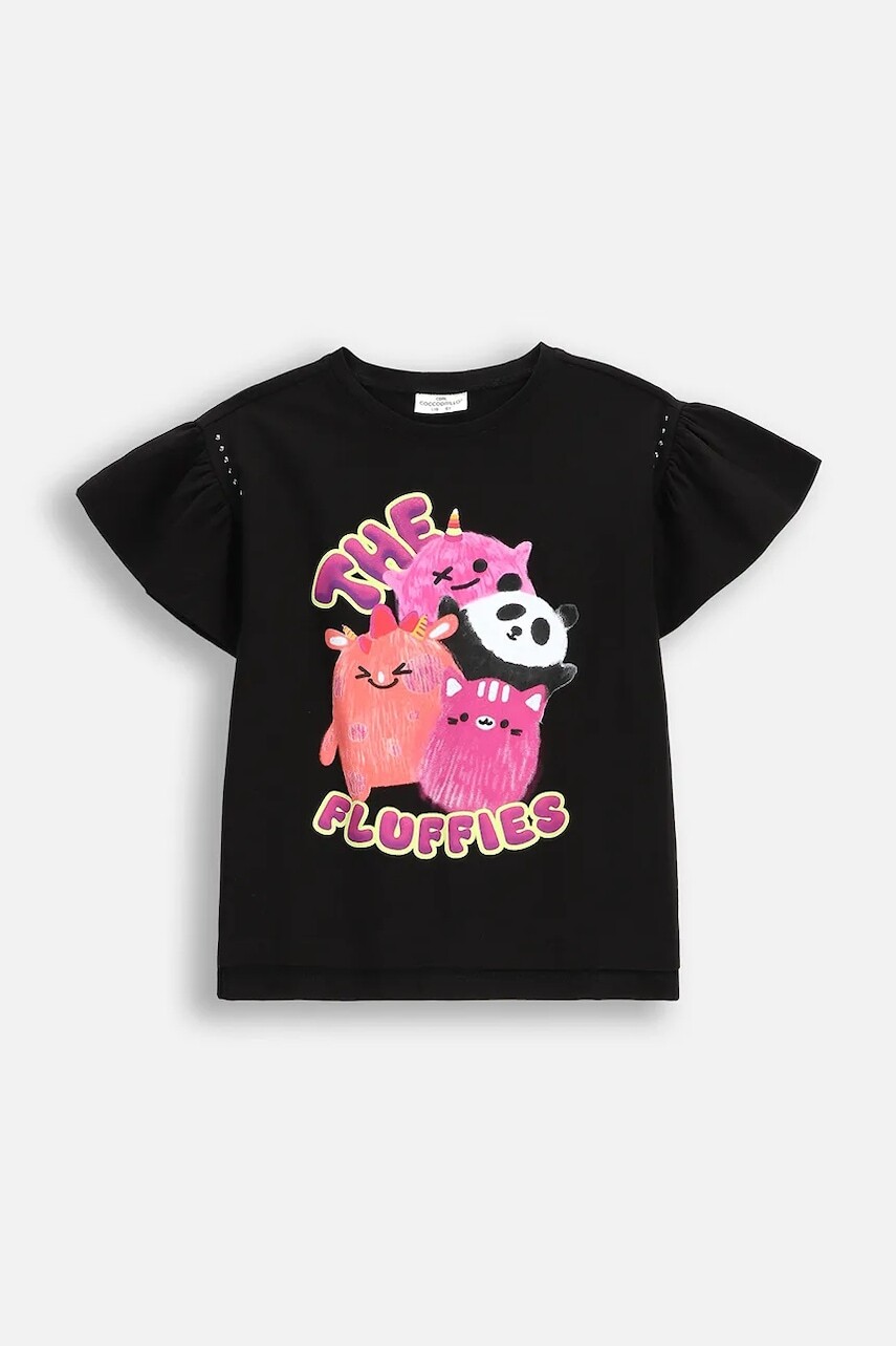 Detské tričko Coccodrillo čierna farba, REBEL GIRL KIDS