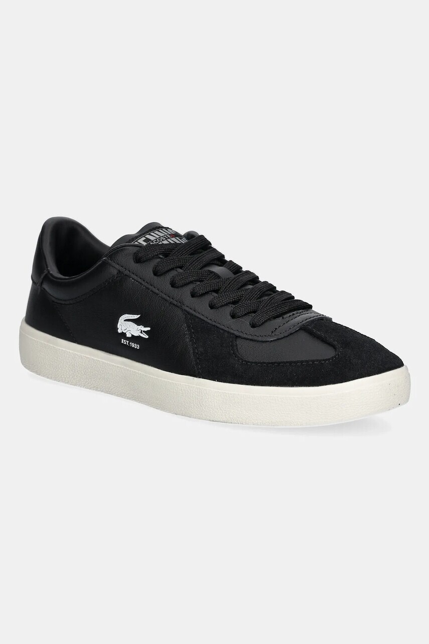 Kožené tenisky Lacoste BASESHOT PRO pánske, čierna farba, 49SMA0063