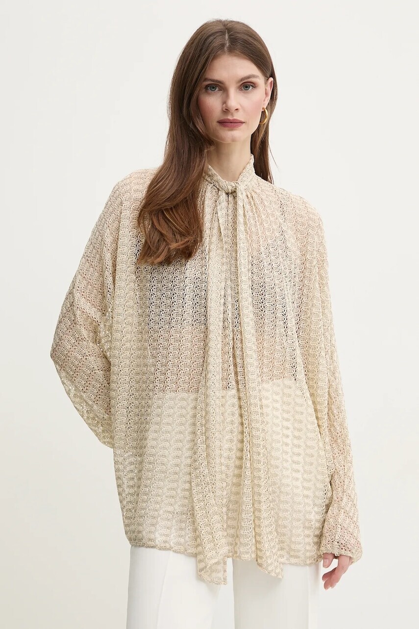 Blúzka Missoni dámske, béžová farba, vzorovaná, DS25SJ08.BR010R