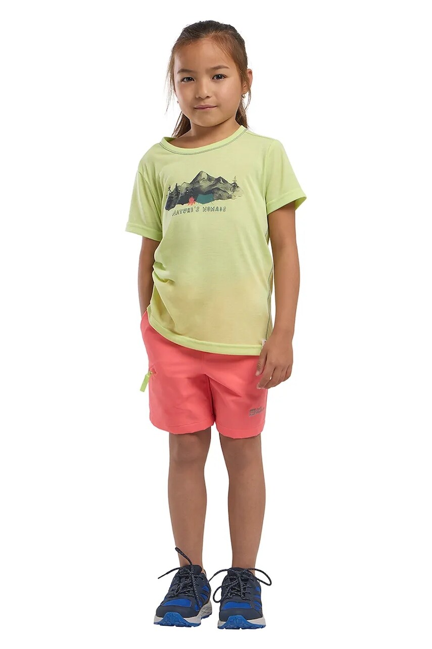Detské krátke nohavice Jack Wolfskin TURBULENCE SHORTS K ružová farba, jednofarebné, nastaviteľný pás A63685