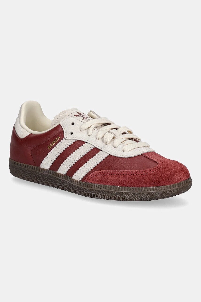 Kožené tenisky adidas Originals Samba OG J bordová farba, JH7863