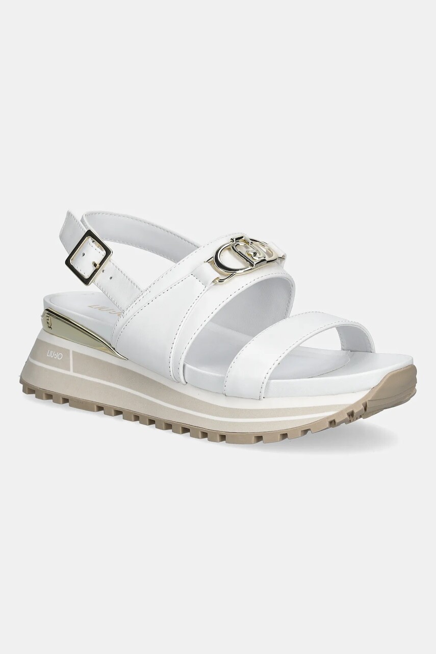 Kožené sandále Liu Jo LIU JO MAXI WONDER SANDAL 30 dámske, biela farba, na platforme, BA5081P010201111