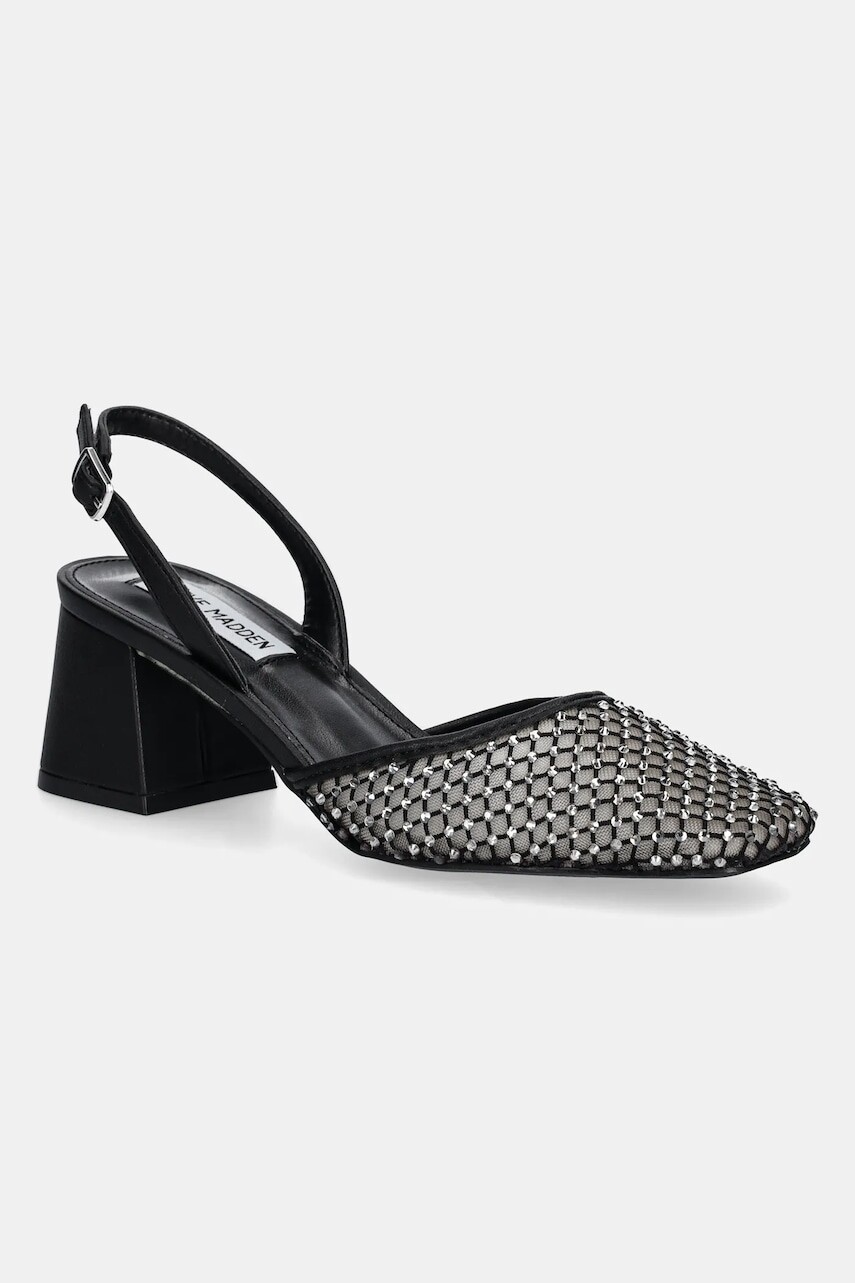 Lodičky Steve Madden Network čierna farba, na podpätku, s otvorenou pätou, SM11003612