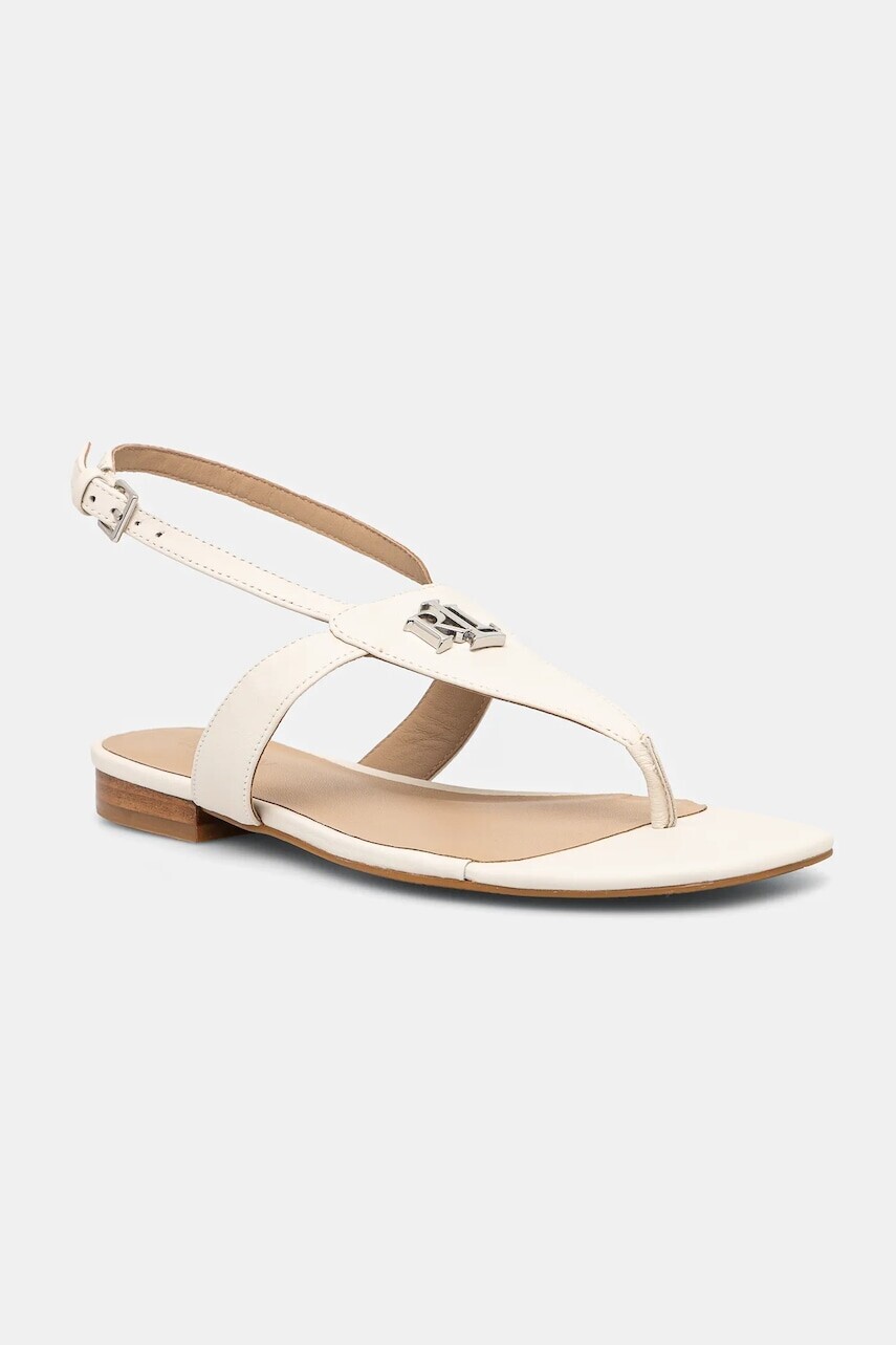 Kožené sandále Lauren Ralph Lauren Everley dámske, béžová farba, 802959146009