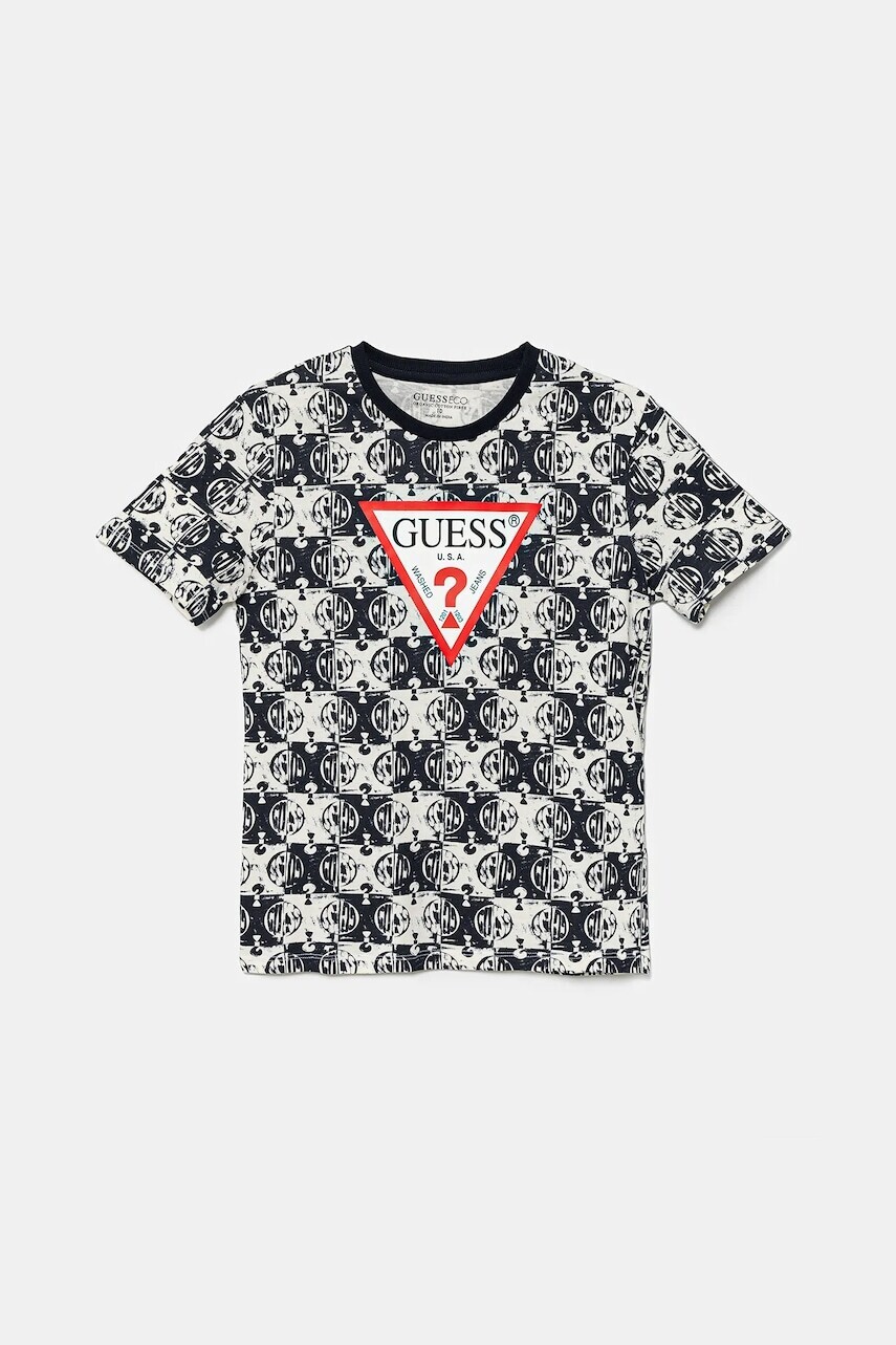 Detské bavlnené tričko Guess tmavomodrá farba, vzorované, L5GI03 K8HM4