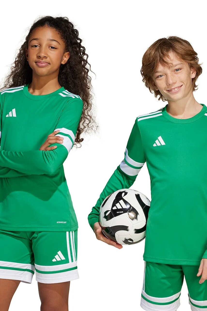 Detské tričko s dlhým rukávom adidas Performance zelená farba, s potlačou, JN7491
