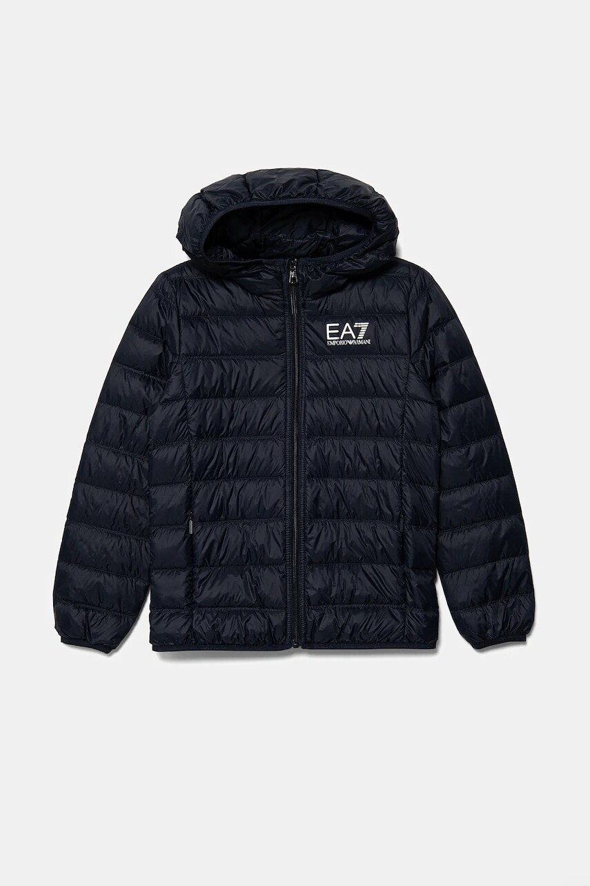 Detská páperová bunda EA7 Emporio Armani tmavomodrá farba, 7B000035 AF12477
