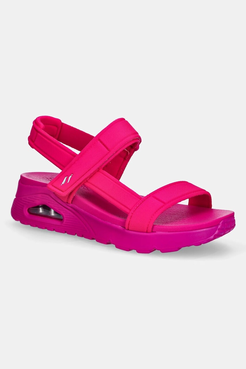 Sandále Skechers UNO dámske, ružová farba, na kline, 119814