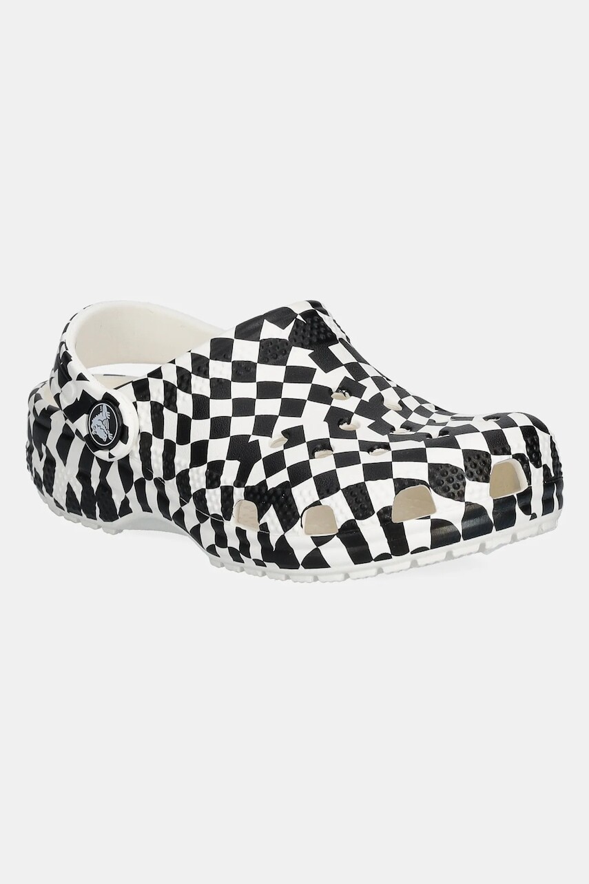 Šľapky Crocs CLASSIC WARPED CHECKER CLOG KIDS čierna farba, 210990