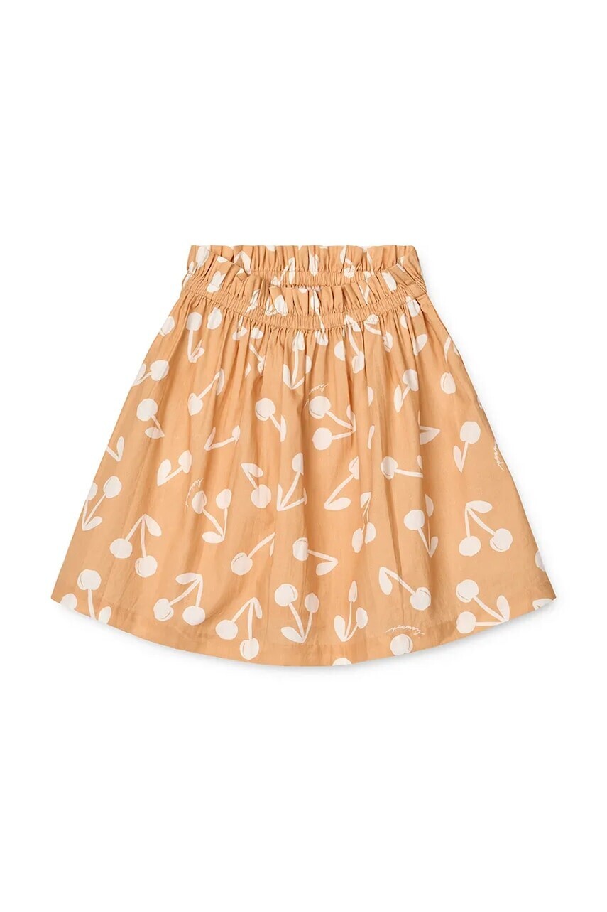 Dievčenská bavlnená sukňa Liewood Gabriella Printed Skirt oranžová farba, midi, áčkový strih, LW19796