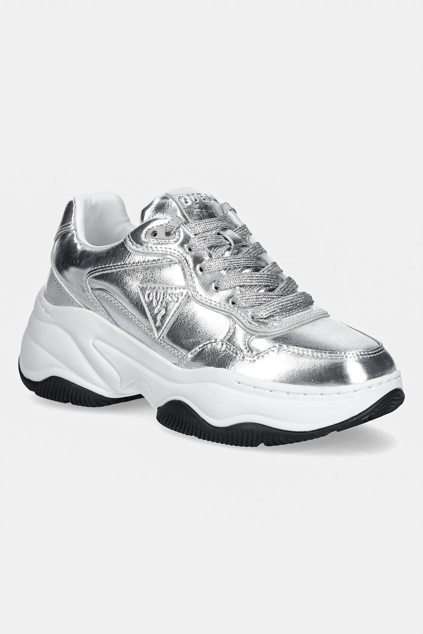Tenisky Guess HAPYY dámske, strieborná farba, FLPHAP LEL12
