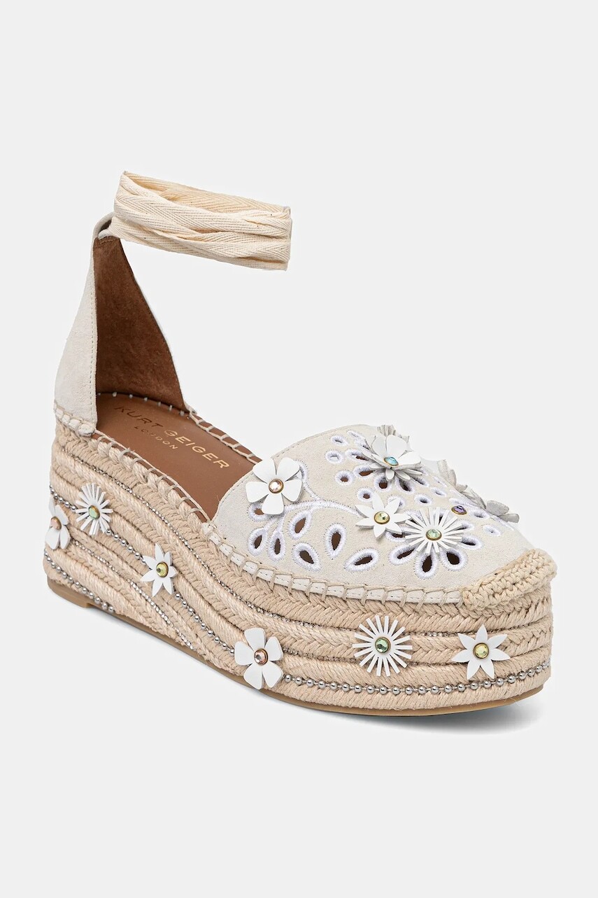 Semišové espadrilky Kurt Geiger London Flower Espadrille béžová farba, na platforme, 4352644209