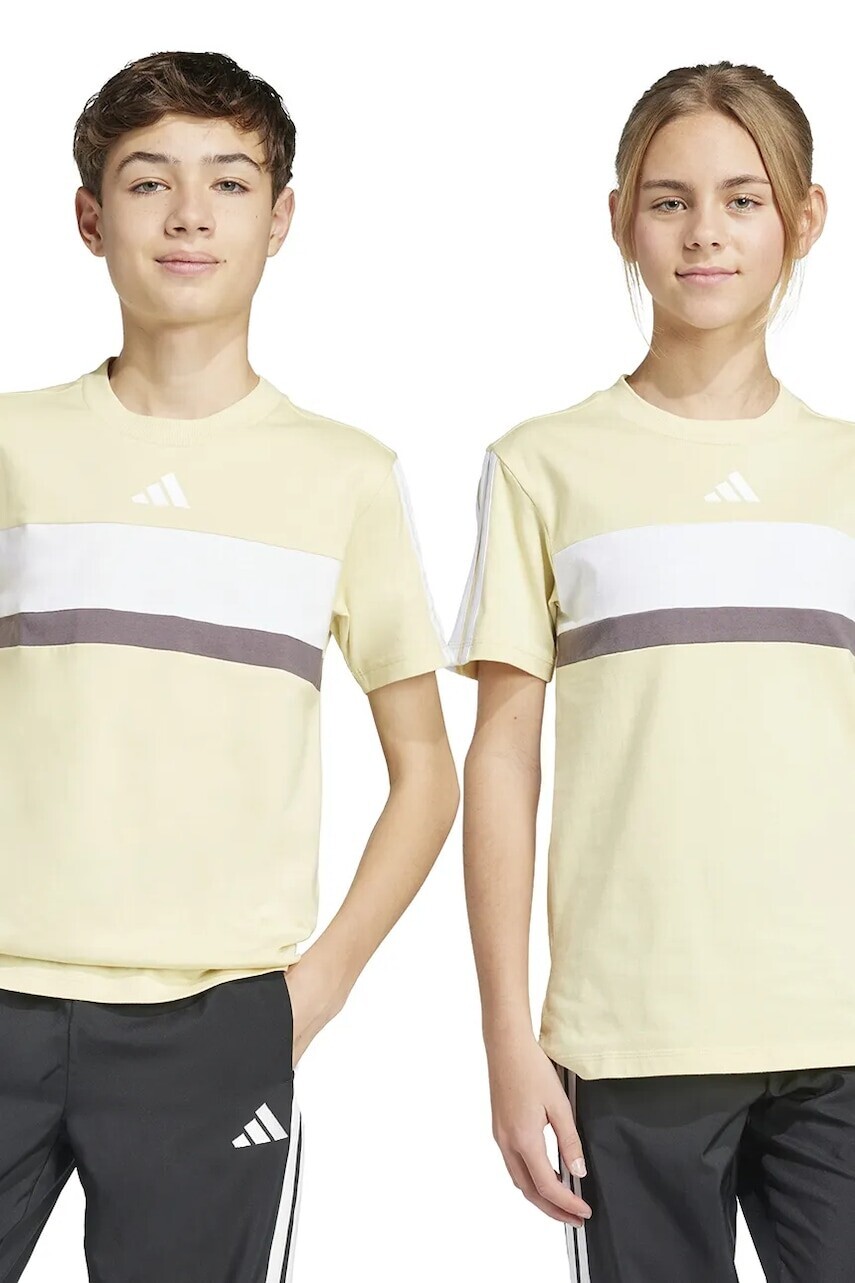 Detské bavlnené tričko adidas žltá farba, vzorované, JC6661