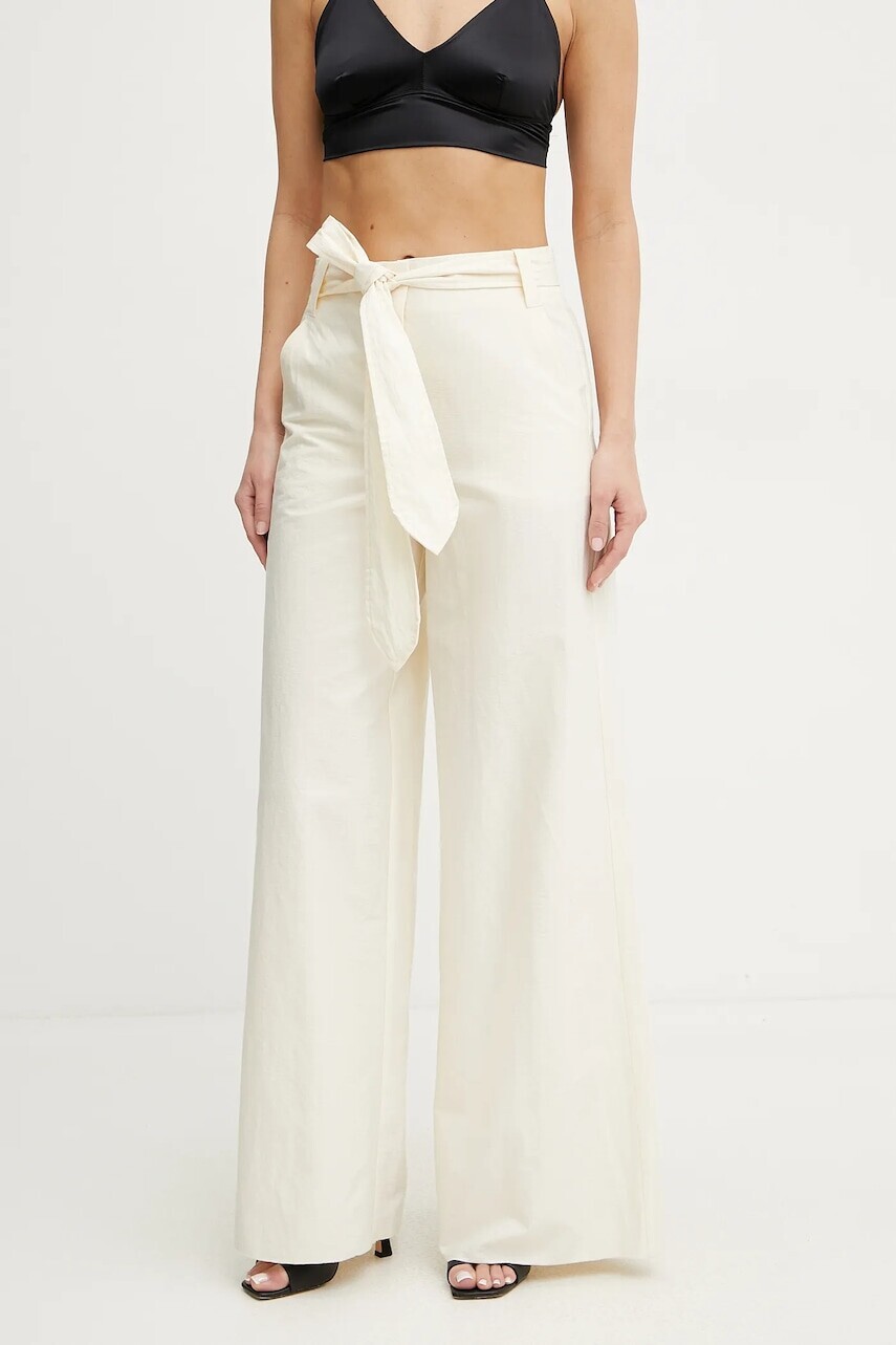 Nohavice Marella LUCA dámske, béžová farba, široké, vysoký pás, 2513131032200