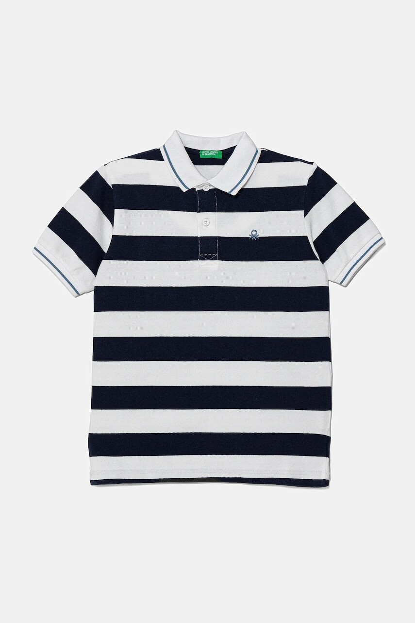 Detská bavlnená polokošeľa United Colors of Benetton tmavomodrá farba, vzorovaná, 39QAC301T
