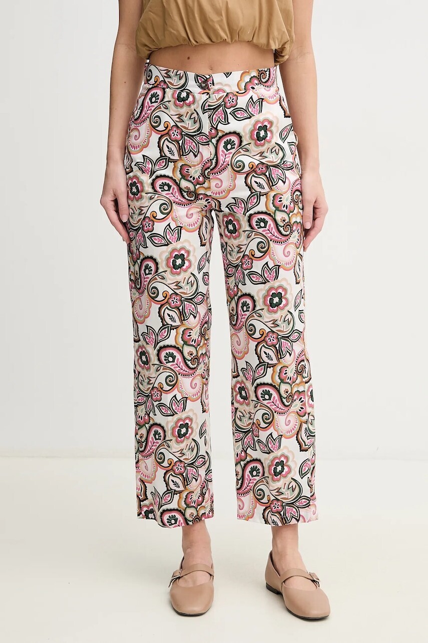 Nohavice Marella Emme by Marella dámske, biela farba, strih culottes, vysoký pás, 2515131112200