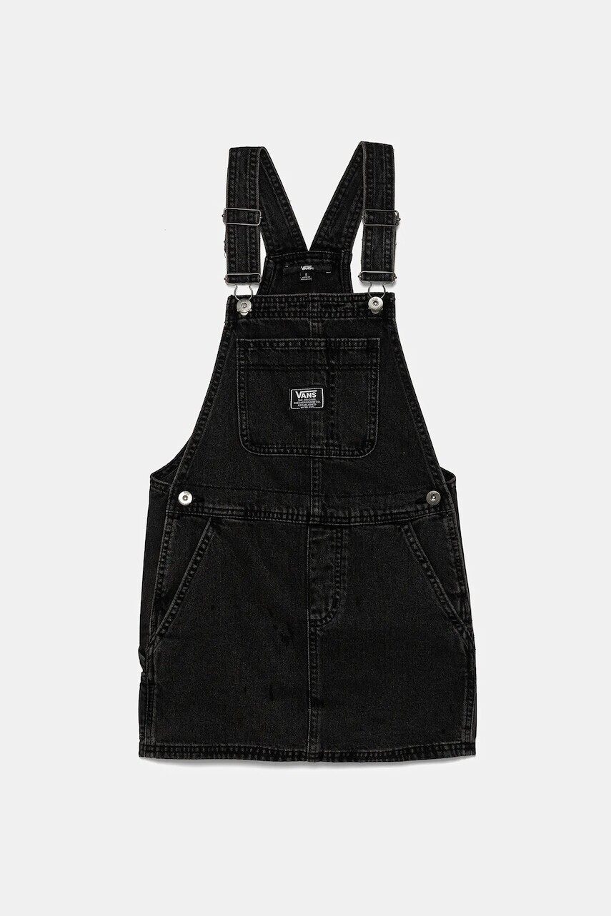 Dievčenské rifľové šaty Vans GROUNDWORK SKIRTALL šedá farba, mini, rovný strih, VN000MDVEMQ1
