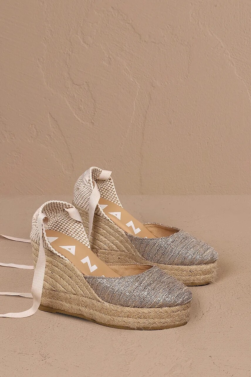 Espadrilky Manebi Wedge Espadrilles dámske, zlatá farba, na platforme, H 3.1 WV