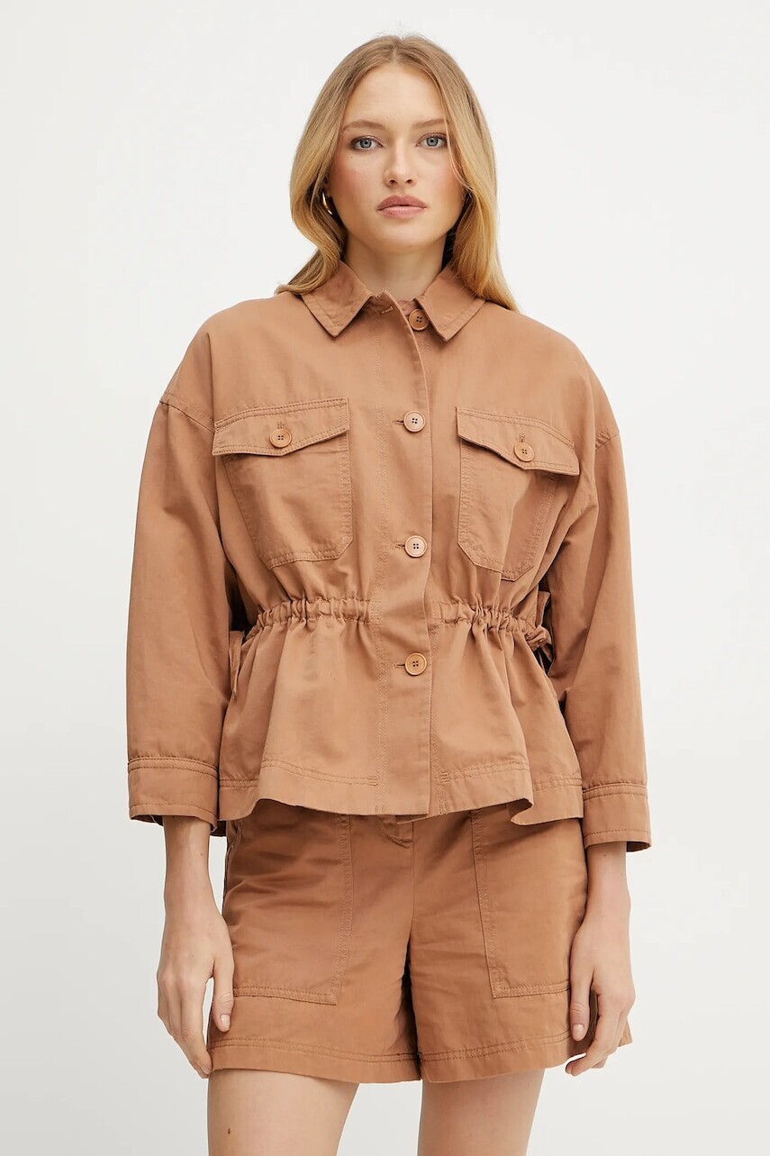 Sako s ľanovou prímesou Weekend Max Mara hnedá farba, prechodná, 2515041072600