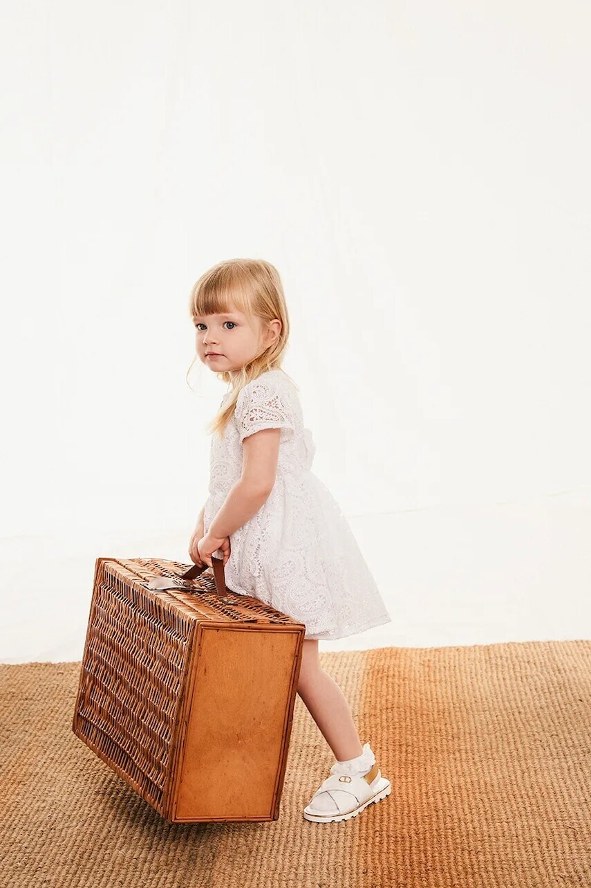 Dievčenské šaty Twinset biela farba, midi, áčkový strih, 251GJ2QR8