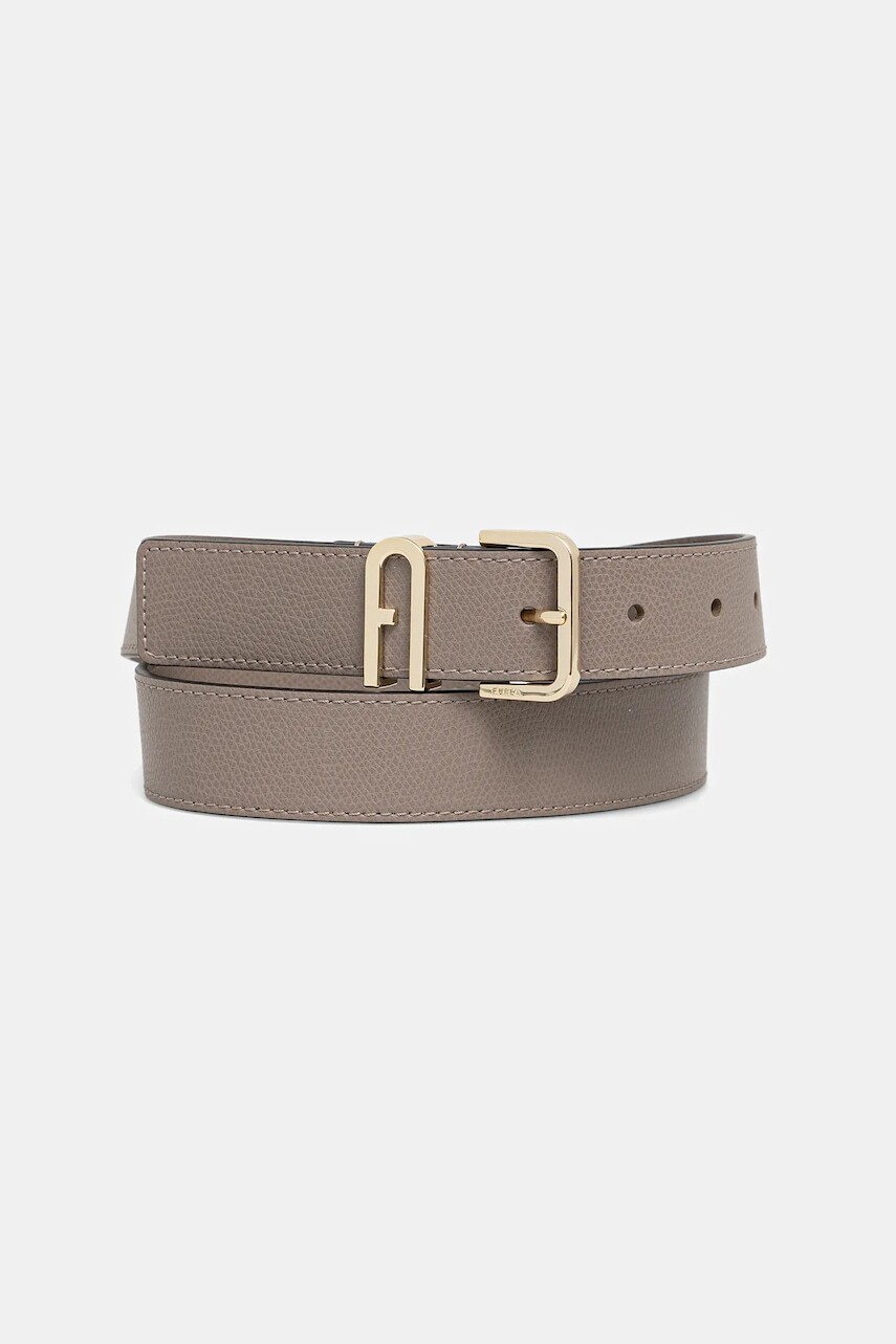 Kožený opasok Furla šedá farba, WC00078.ARE000.2572S1007