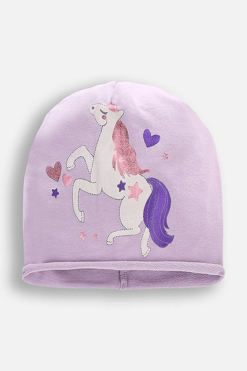Čiapka Coccodrillo fialová farba biela, z tenkej pleteniny, bavlnené, ACCESSORIES SPRING GIRL