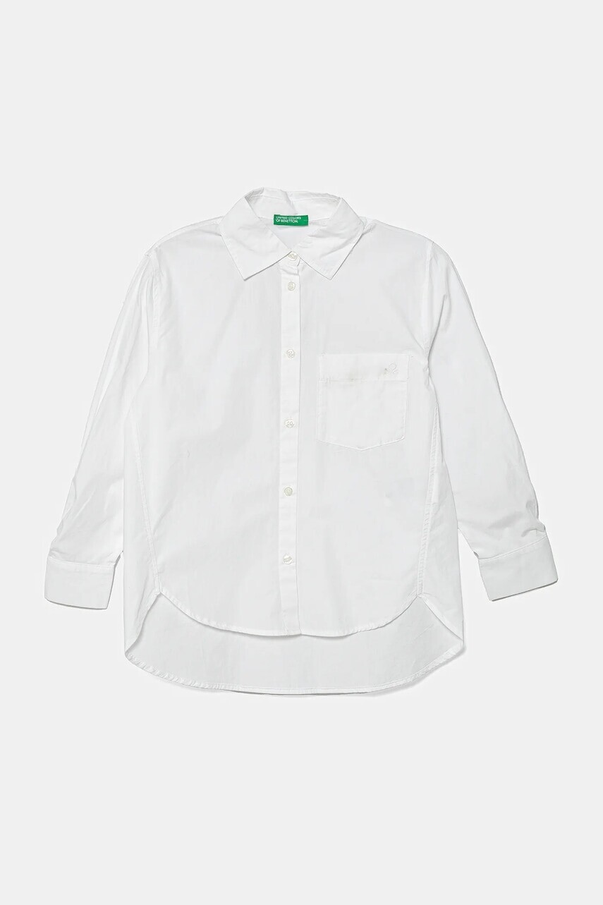 Detská bavlnená košeľa United Colors of Benetton biela farba, 5EW7CQ044