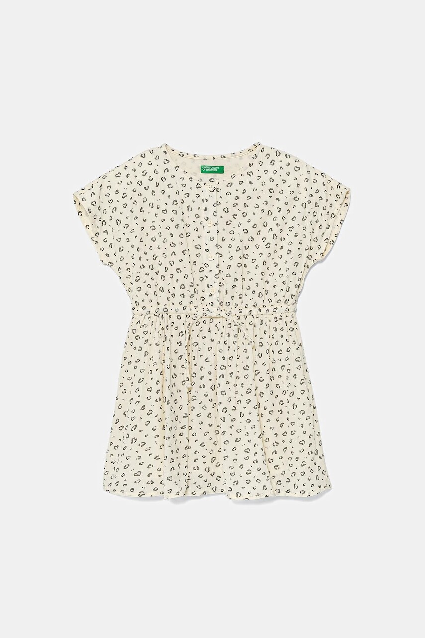 Dievčenské šaty United Colors of Benetton béžová farba, mini, áčkový strih, 4KEUGV02D