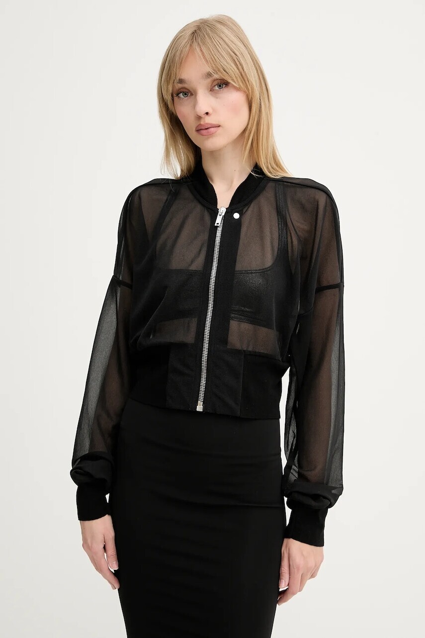 Bunda Rick Owens Lilies čierna farba, prechodná, LI01E4708OT