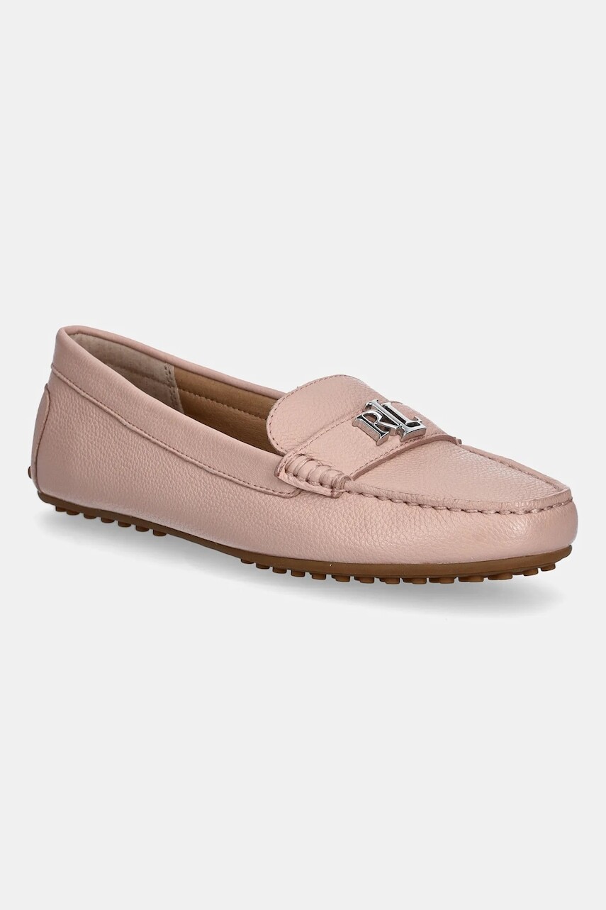 Kožené mokasíny Lauren Ralph Lauren Barnsbury ružová farba, na plochom podpätku, 802942768013