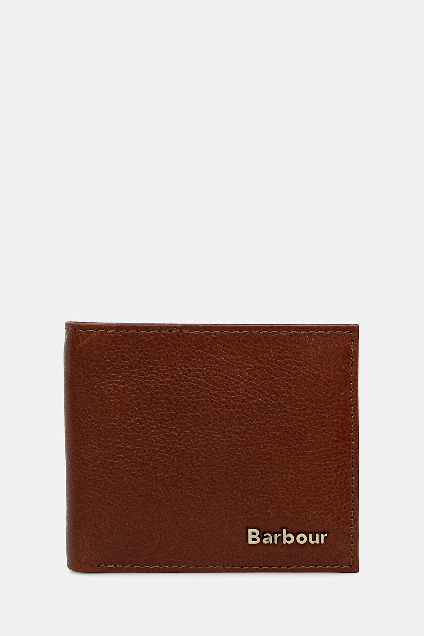 Kožená peňaženka Barbour Lunan Leather Billfold Wallet hnedá farba, MLG0070