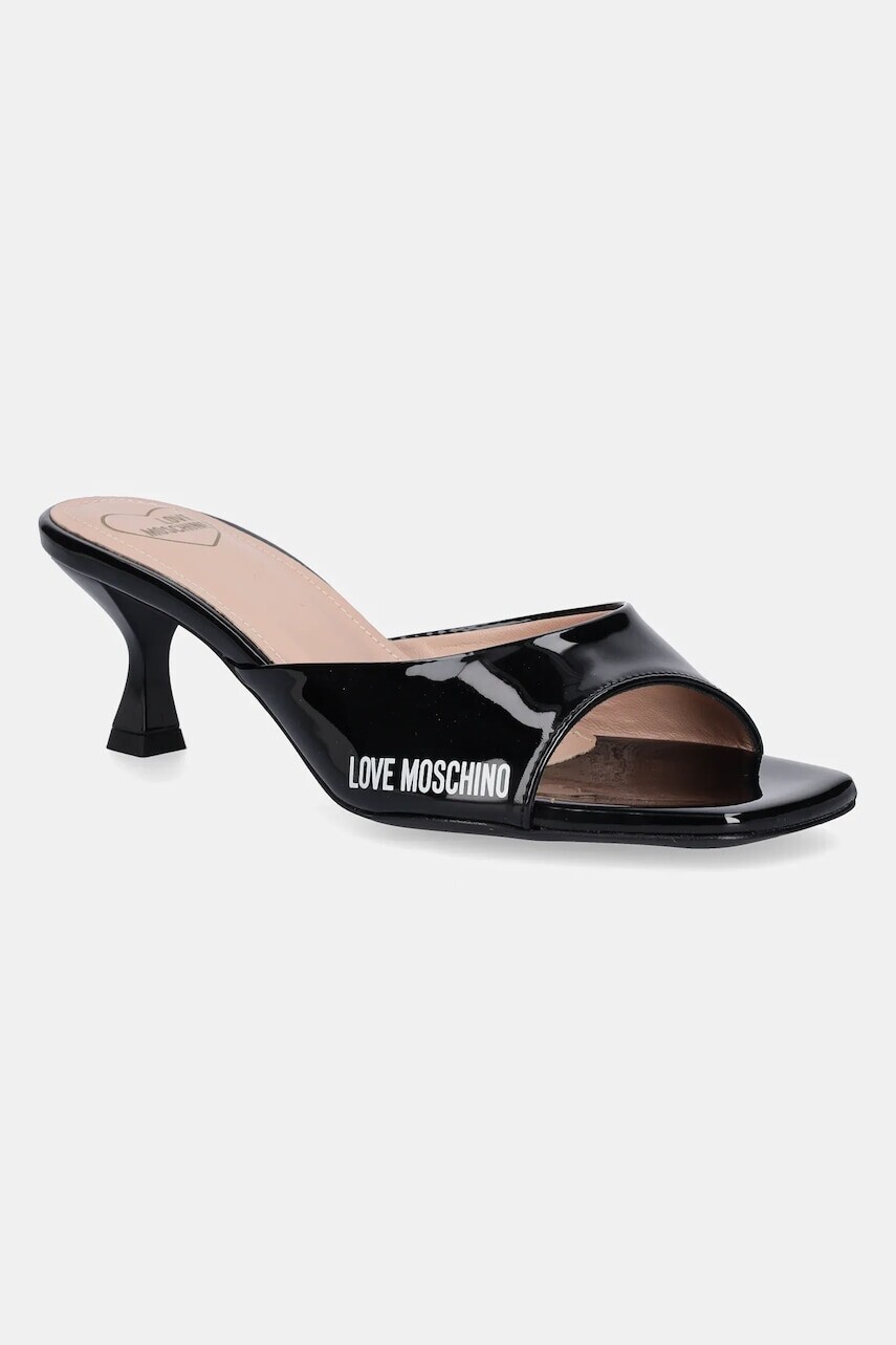 Kožené lodičky Love Moschino čierna farba, JA28045G1MIH0000