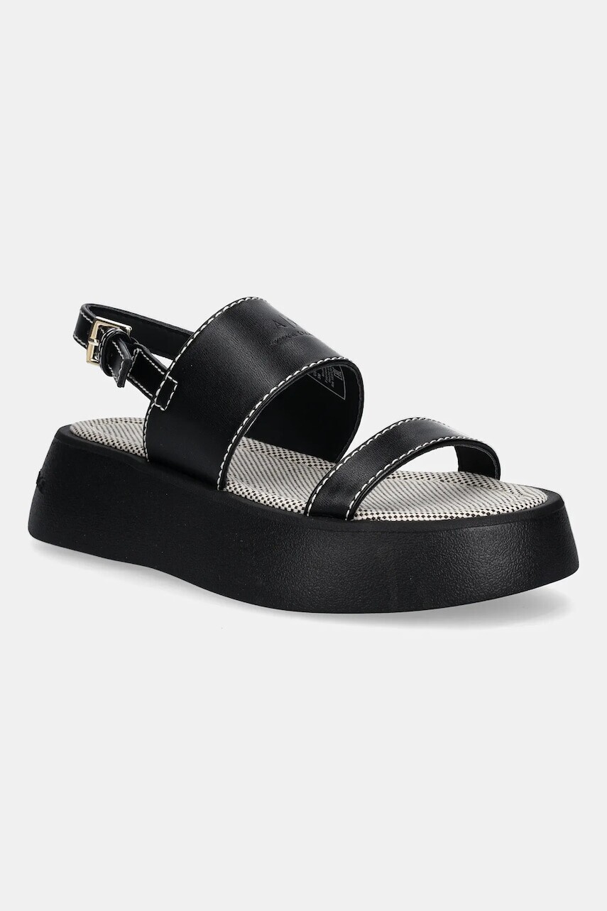 Sandále Armani Exchange čierna farba, na platforme, XDP054 XV921 00002