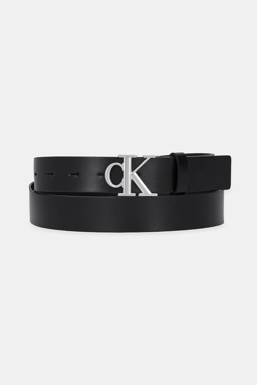 Kožený opasok Calvin Klein čierna farba, LV04K7018G