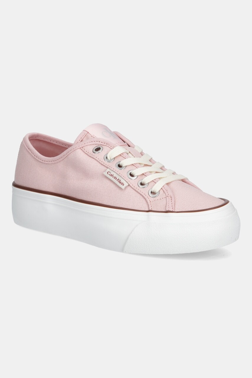 Tenisky Calvin Klein Jeans VULC FLATFORM CTN LOGO TAG ružová farba, YW0YW01838