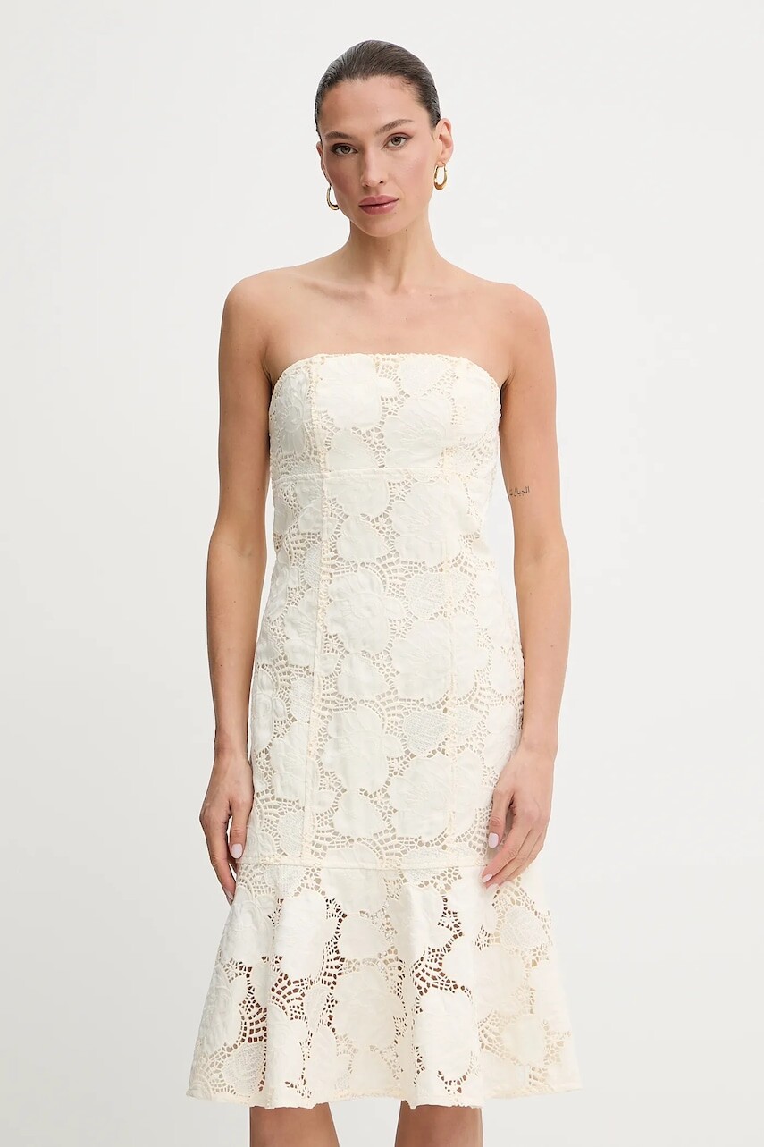 Šaty Guess MAISY béžová farba, mini, priliehavé, W5GK0S WH6I0