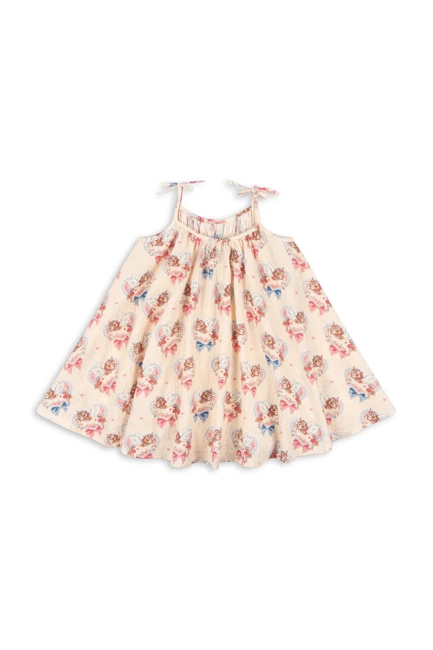 Šaty Konges Sløjd VIVIAN STRAP DRESS GOTS béžová farba, mini, áčkový strih, KS103061