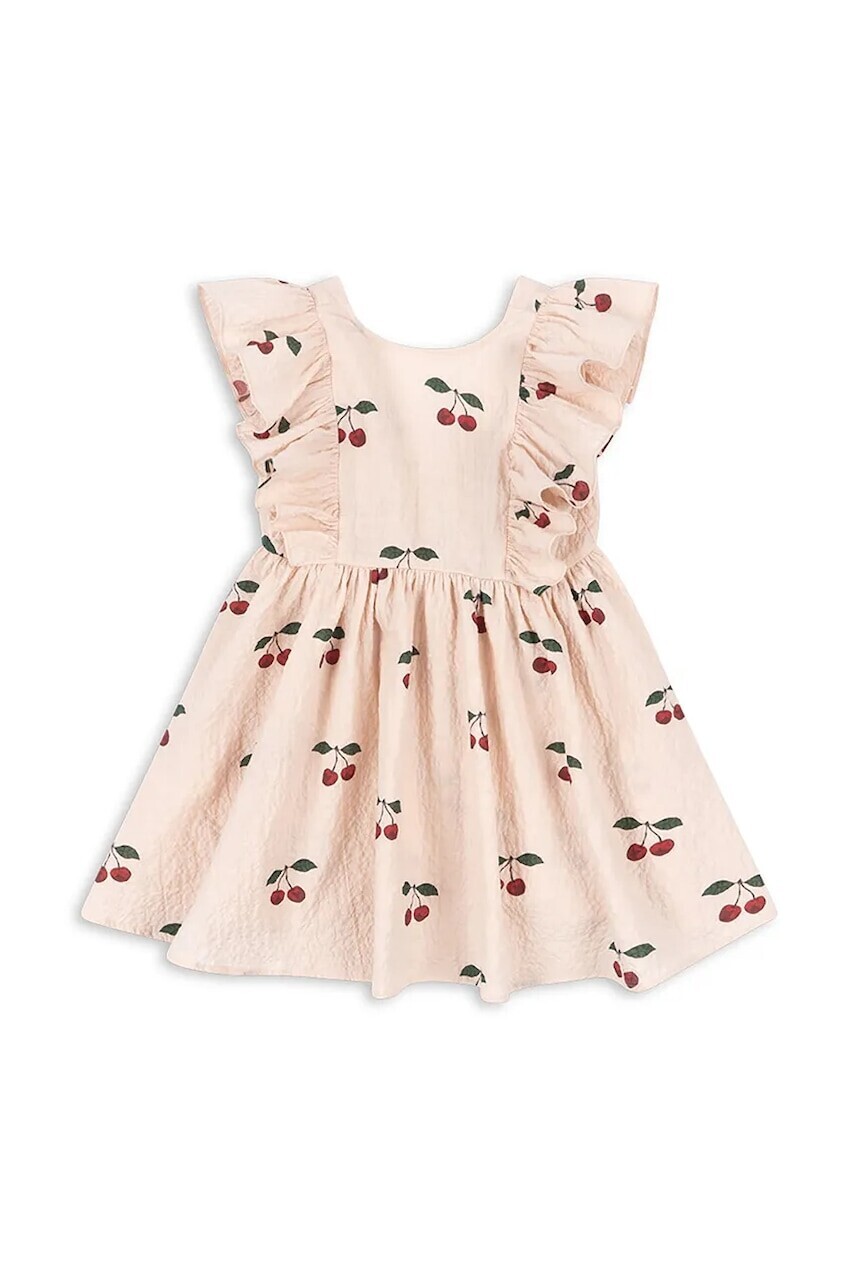 Šaty Konges Sløjd ELIN DRESS GOTS béžová farba, mini, áčkový strih, KS103169