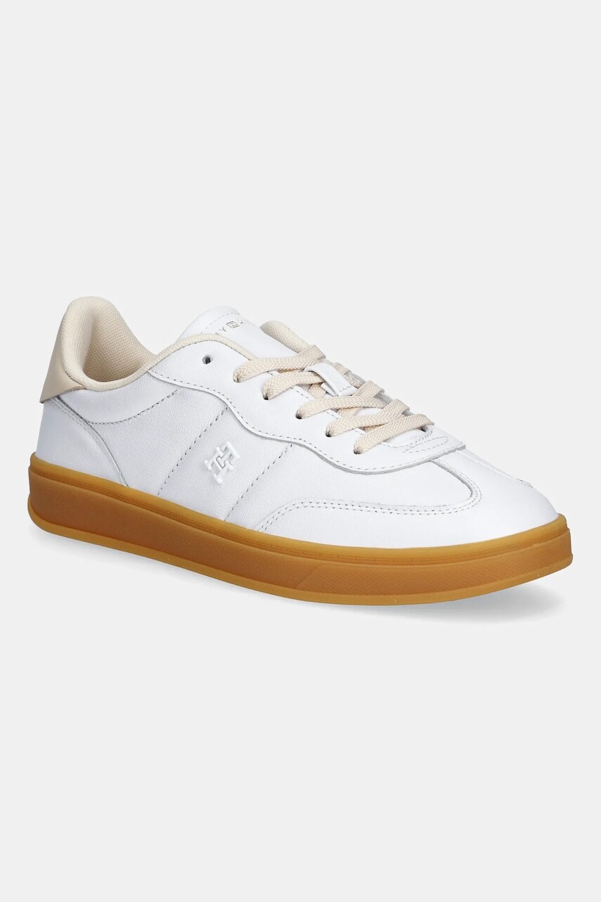 Kožené tenisky Tommy Hilfiger TH PREMIUM HERITAGE SNEAKER biela farba, FW0FW08755
