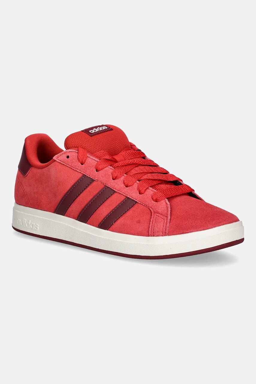 Detské semišové tenisky adidas GRAND COURT 00s červená farba, JQ5654