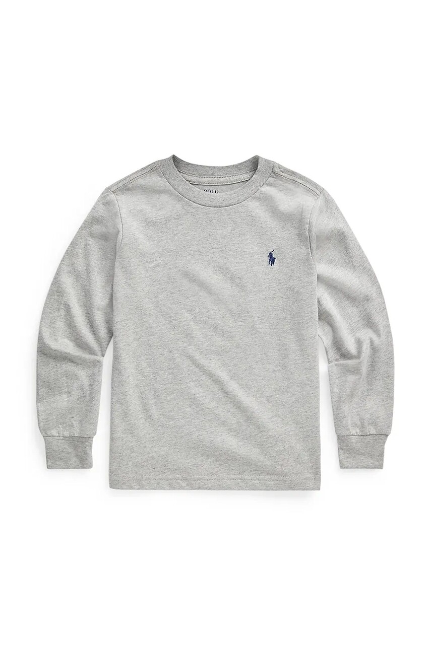 Detská bavlnená košeľa s dlhým rukávom Polo Ralph Lauren šedá farba, melanžová, 322843804005
