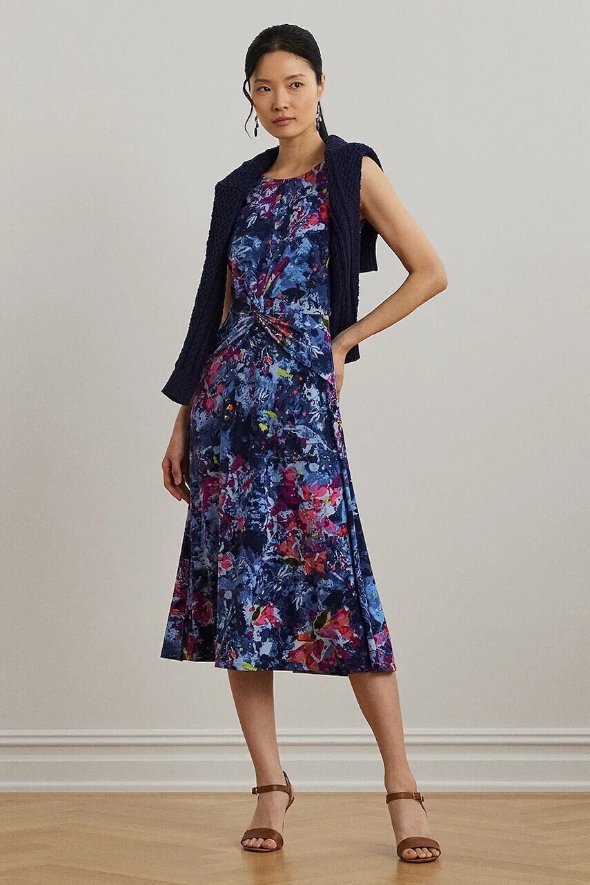 Šaty Lauren Ralph Lauren midi, áčkový strih, 200973610